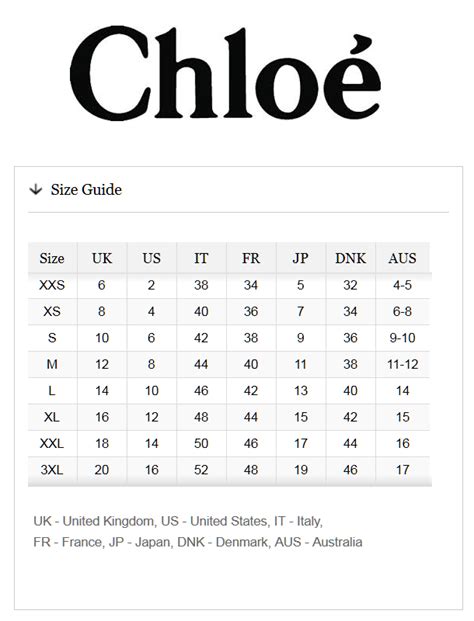 chloe shoe size chart.